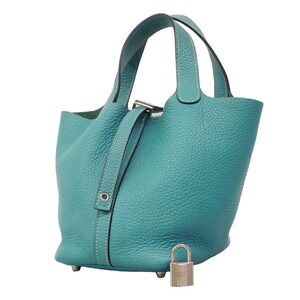 Hermes Picotin Lock PM handbag, Taurillon Clemence leather, Blue Jean, □P sta...